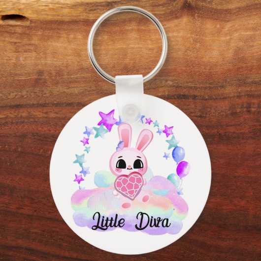 Weißkaninchen Schlüsselanhänger (Vorderseite)