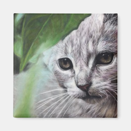 Weißkatze Magnet (Vorne)