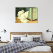 Weißkatzen sehen Goldfish zu Leinwanddruck (Insitu (Schlafzimmer))