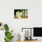 Weißkatzen sehen Goldfish zu Poster (Heimbüro)