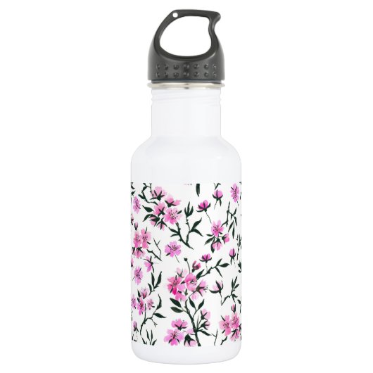 Weißkirschblüte Edelstahlflasche (Vorderseite)
