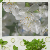 Weißkirschblüte im Frühling gegen einen blauen Him Geschirrtuch (Gefaltet)