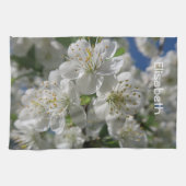 Weißkirschblüte im Frühling gegen einen blauen Him Geschirrtuch (Horizontal)