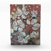 Weißkirsche blüht im Hintergrund Fotoblock (Vorderseite)