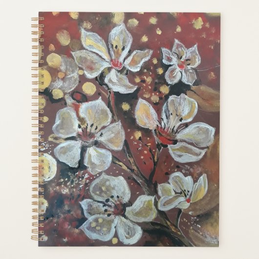 Weißkirsche blüht im Hintergrund Planer (Vorderseite)