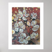 Weißkirsche blüht im Hintergrund Poster (Vorne)