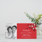 Weißkirsche Blüten Asiatische Sakura Blume Foto Save The Date (Stehend Vorderseite)