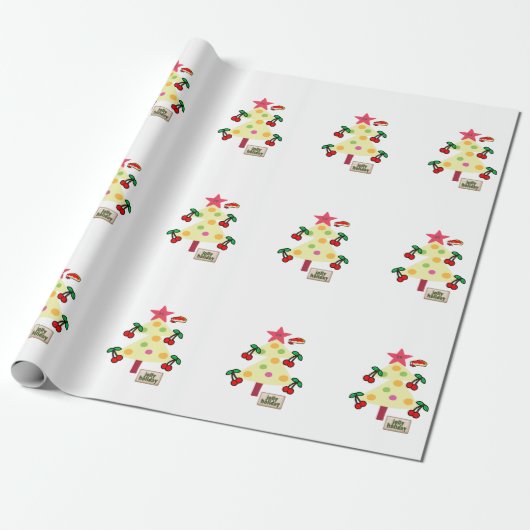 Weißkirsche Weihnachtsbaumen Wrapping Paper Geschenkpapier (Ungerollt)