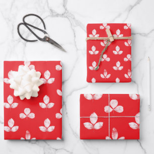 Weißklee Vermilionrot Geschenkpapier Set