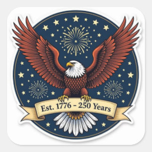 Weißkopfseeadler America 250th Kunstwerk  Quadratischer Aufkleber