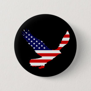 Weißkopfseeadler-amerikanische Flagge Button