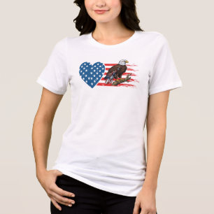 Weißkopfseeadler, Amerikanische Flagge Herz Tri-Blend Shirt
