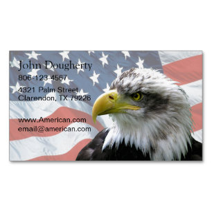 Weißkopfseeadler-amerikanische Flagge patriotisch Magnetische Visitenkarte