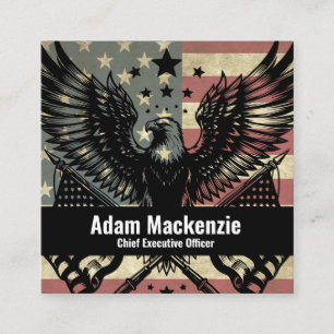 Weißkopfseeadler Amerikanische Flagge Patriotische Quadratische Visitenkarte