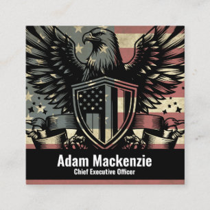 Weißkopfseeadler Amerikanische Flagge Patriotische Quadratische Visitenkarte
