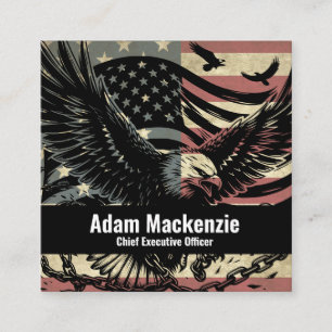 Weißkopfseeadler Amerikanische Flagge Patriotische Quadratische Visitenkarte