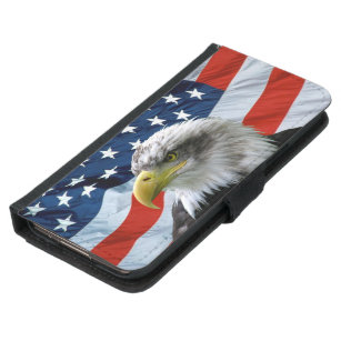 Weißkopfseeadler-amerikanische Flagge Samsung Galaxy S5 Geldbeutel Hülle