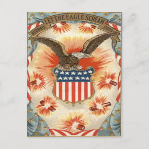 Weißkopfseeadler Amerikanische Flagge Schild Feuer Postkarte