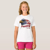 Weißkopfseeadler-amerikanische Flagge T-Shirt (Vorne ganz)
