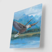 Weißkopfseeadler-Ansteigen Quadratische Wanduhr (Winkel)