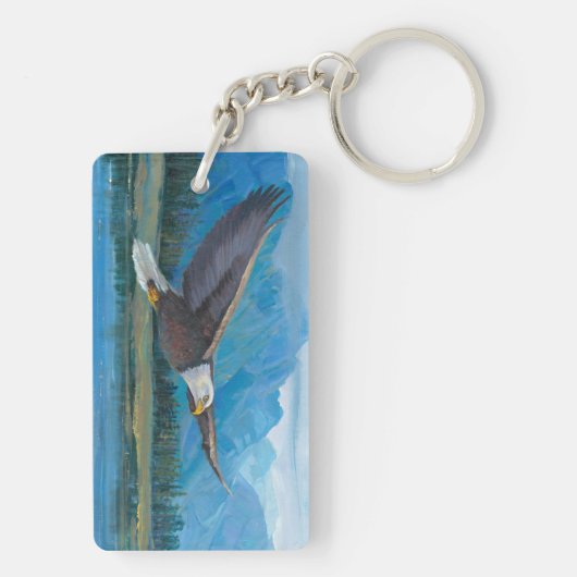 Weißkopfseeadler-Ansteigen Schlüsselanhänger (Rückseite)