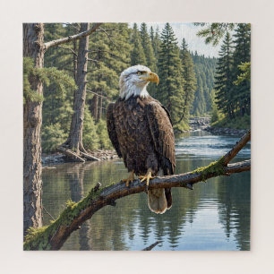 Weißkopfseeadler auf einem Flussbaumzweig sitzend Puzzle