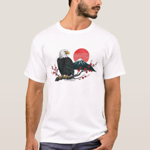 Weißkopfseeadler auf Kirschblüte mit Mount Fuji T-Shirt