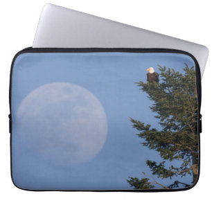 Weißkopfseeadler   Aufgehender Vollmond Laptopschutzhülle