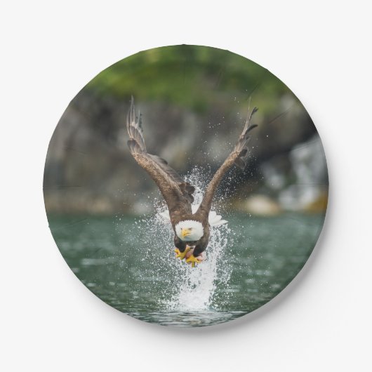 Weißkopfseeadler der große Fang Pappteller (Vorderseite)