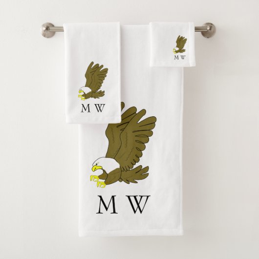 Weißkopfseeadler-Design Monogramm Badhandtuch Set (Insitu)