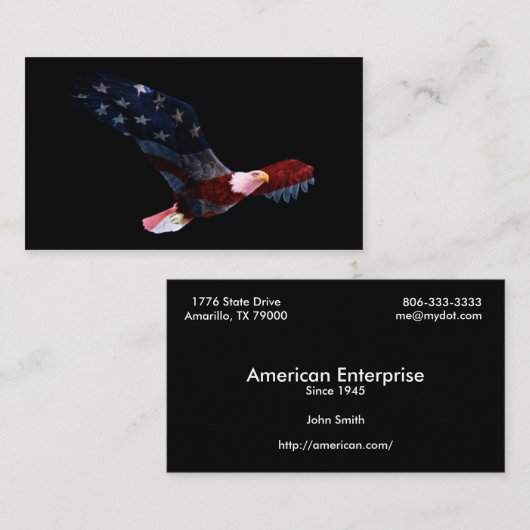 Weißkopfseeadler-Flagge-Visitenkarte Visitenkarte (Vorne/Hinten)