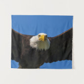 Weißkopfseeadler fliegt ganz nah vorbei wandteppich (Vorderseite (Horizontal))