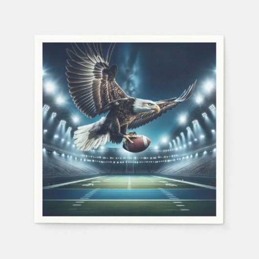 Weißkopfseeadler fliegt mit einem Football Serviette (Vorderseite)