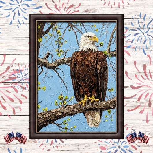 Weißkopfseeadler-Frühlingszweig-Kunst Poster