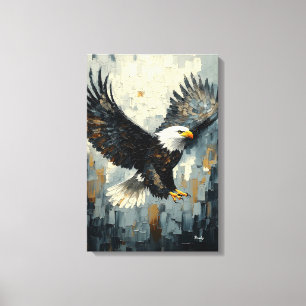 Weißkopfseeadler im Flug: Dynamische Impasto-Kunst Leinwanddruck