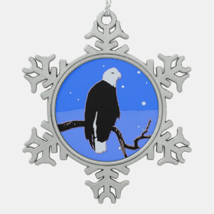 Weißkopfseeadler im Winter - Originale Wildtierkun Schneeflocken Zinn-Ornament