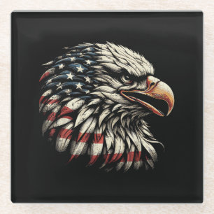 Weißkopfseeadler Kopf Amerikanische Flagge USA Pat Glasuntersetzer