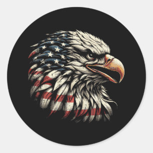 Weißkopfseeadler Kopf Amerikanische Flagge USA Pat Runder Aufkleber