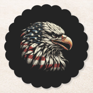 Weißkopfseeadler Kopf Amerikanische Flagge USA Pat Untersetzer