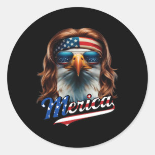 Weißkopfseeadler Merica 4. Juli Eagle Mullet Lusti Runder Aufkleber