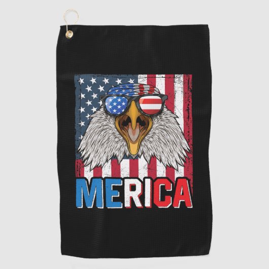 Weißkopfseeadler Merica 4. Juli Golfhandtuch (Vorderseite)