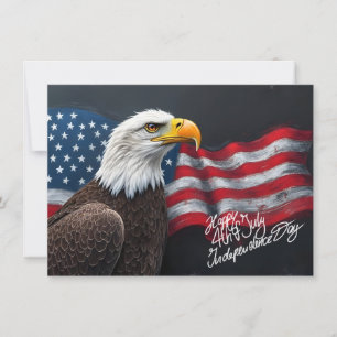 Weißkopfseeadler mit amerikanischer Flagge 4. Juli