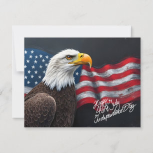 Weißkopfseeadler mit amerikanischer Flagge 4. Juli