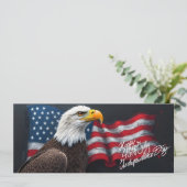 Weißkopfseeadler mit amerikanischer Flagge 4. Juli (Stehend Vorderseite)