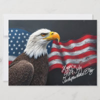 Weißkopfseeadler mit amerikanischer Flagge 4. Juli
