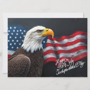 Weißkopfseeadler mit amerikanischer Flagge 4. Juli
