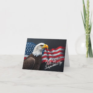 Weißkopfseeadler mit amerikanischer Flagge 4. Juli Dankeskarte
