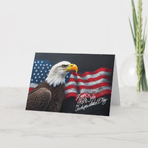Weißkopfseeadler mit amerikanischer Flagge 4. Juli Karte