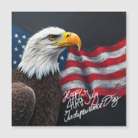 Weißkopfseeadler mit amerikanischer Flagge 4. Juli