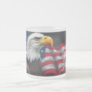 Weißkopfseeadler mit amerikanischer Flagge 4. Juli Mattglastasse